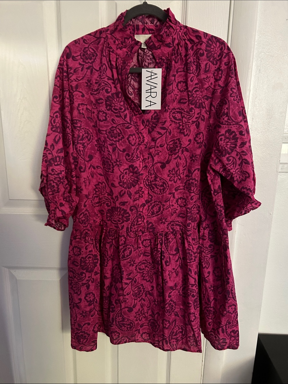 Pinch Deep Magenta Paisley Tiered Dress